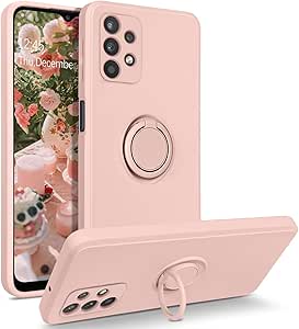 BENTOBEN for Samsung A32 5G Case, Slim Silicone | 360° Ring Holder Kickstand | Magnetic Car Mount Soft Rubber Anti-Scratch Non-Slip Shockproof Protective Case for Samsung Galaxy A32 5G, Pink