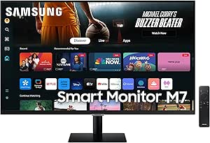 Samsung M70D Smart Monitor, 32 Zoll, 4K AI Upscaling, UHD, 60 Hz, Streaming-Monitor mit Entertainment und Gaming Hub, Bildschirm mit Lautsprechern, Smart TV Apps mit Fernbedienung, LS32DM700UUXEN