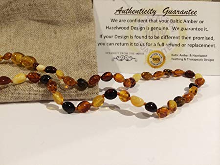 Baltic Essentials Amber Teething Necklace for Babies (Unisex) - Anti Flammatory, Drooling & Teething Pain Reduce Properties - Certificated Natural Oval Baltic Jewelry with the Highest Quality Guaranteed. Easy to Fastens with a Twist-in Screw Clasp Mothers Approved Remedies! Multi Milk Cognac Cherry Lemon Brown Black Yellow White Honey Maximum Effective