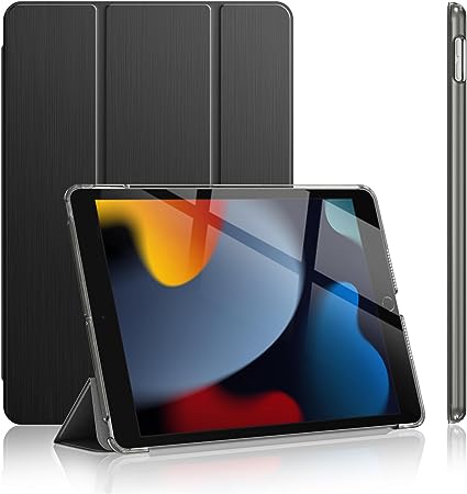 Soke Case for iPad 9th Generation 2021/ iPad 8th Generation 2020/ iPad 7th Gen 2019, [Slim Trifold Stand   Auto Wake/Sleep], Premium Protective Hard PC Back Cover for iPad 10.2 Inch (New Black)