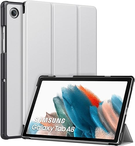 MoKo Case Fits Samsung Galaxy Tab A8 10.5 Inch 2022 (SM-X200/SM-X205/SM-X207), Lightweight Slim Shell Shockproof Back Stand Cover with Auto Wake/Sleep, Silver