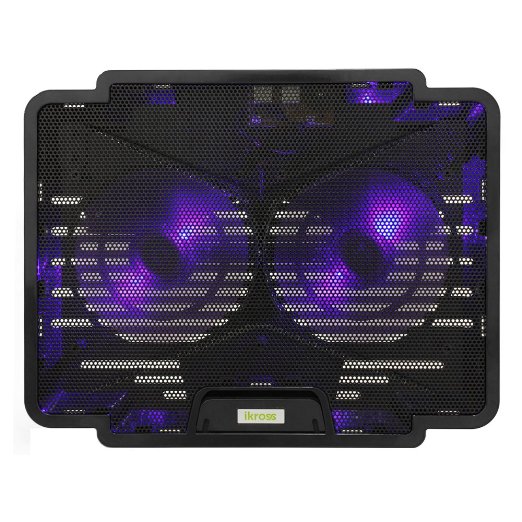 iKross Dual LED Cooling Pad Chill Mat with 140mm Fans fits up to 15.6 inch Laptop