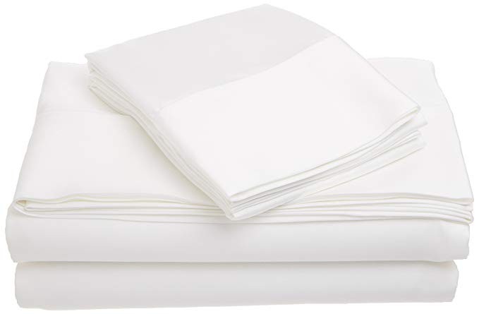 Veratex Contemporary Style Luxurious 100% Micro Tencel 600 Thread Count 4-Piece Bedroom Sheet Set, King, White