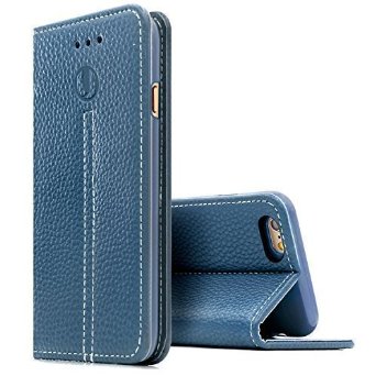 iPhone 6 PU Leather Case,Ubegood Flip Stand Cover Case with Card Slot Folio Book Design and Magnetic Closure for iPhone 6/6s 4.7 Inch Blue