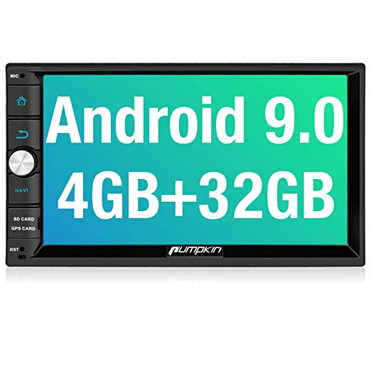 PUMPKIN Android 9.0 Car Stereo Double Din with 4GB, GPS and WiFi, Android Auto, Support Fastboot, Backup Camera, USB SD, 7 Inch Touch Screen