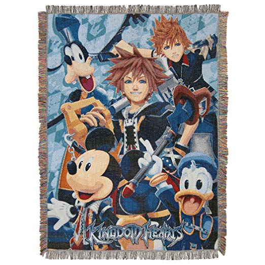 Disney's Kingdom Hearts, "Ready for the Road" Woven Tapestry Throw Blanket, 48" x 60", Multi Color