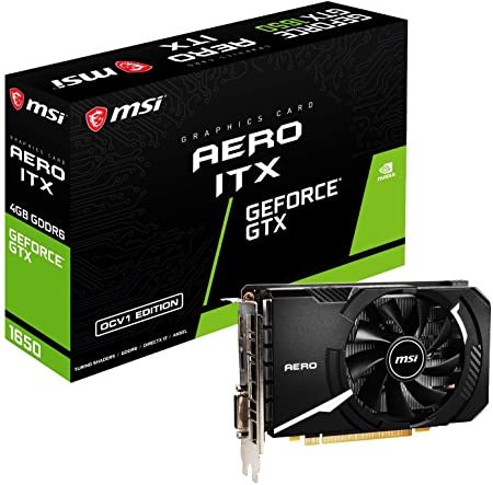 MSI Gaming GeForce GTX 1650 128-Bit HDMI/DP/DVI 4GB GDRR6 HDCP Support DirectX 12 VR Ready ITX Graphics Card (GTX 1650 D6 AERO ITX OCV1) (G165D6AIC1)