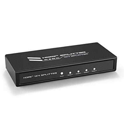 TNP HDMI Splitter 4K 1 in 4 out - Supports 4K 60Hz, HDR, HDCP 2.2, Ultra HD UHD 4Kx2K @ 60Hz / 30Hz, Full HD 1080P, 3D, High-Speed HDMI Video Audio 1x4 Distribution Split Box