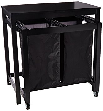 Honey-Can-Do SRT-03571 Double Sorter Folding Table with Wheels, Black, 19 by 32-Inch