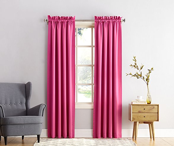 Sun Zero Barrow Energy Efficient Rod Pocket Curtain Panel, 54" x 84", Pink
