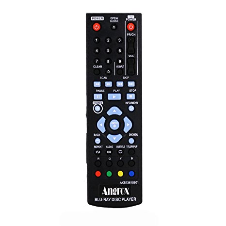 Angrox AKB73615801 Replacement Universal Remote Control for LG Blu ray Remote DVD Player Disc BP125 BP200 BP220 BP220N BP320 BP320N BP325W