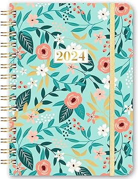 2024 Planner – Weekly & Monthly Planner 2024, Jan 2024 - Dec 2024, 6.3" x 8.4", 2024 Planner Spiral Bound with Monthly Tabs, Back Pocket