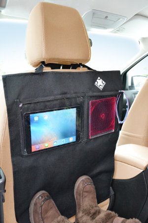 Kick Mats set of 2 Back Protectors with Mesh Pocket Storage and Clear Window for Ipad Mini or Tablet making it an Ideal Backseat Organizer - Universal Fit for Car, Truck and SUV