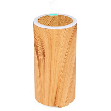 NexGadget USB Aromatherapy Essential Oil Diffuser - 50ml Car Portable Mini Ultrasonic Cool Mist Aroma Air Humidifier for Home,Office, Travel&More - Light Wood Grain