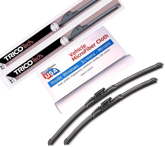 Beam Wiper Blades for 2022 Honda Civic Set Trico Tech Beam Blades Wipers Set Bundled with MicroFiber Interior Car Cloth