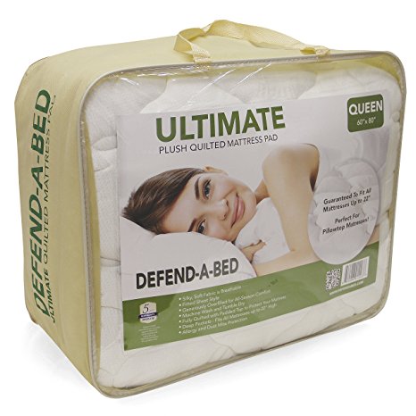 Classic Brands Defend-A-Bed Ultimate Extra Plush Double Thick Bamboo-Rayon Fitted Waterproof Mattress Topper, King Size