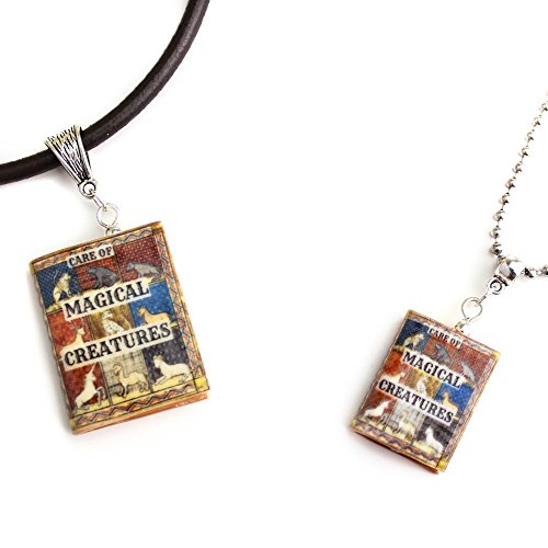 CARE OF MAGICAL CREATURES Clay Mini Book Pendant Necklace Unisex from The School Of Magic & Wizardry Collection by Book Beads