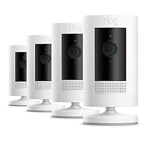 Ring videocamera esterna a batteria (Stick Up Cam) | Telecamera per esterno wifi senza fili con 1080p HD video, audio bidirezionale, montaggio fai-da-te | Ring Protect: 30 gg. gratis | 4 telecamere