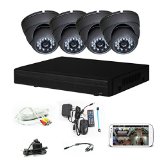 iPower Security SCCVIC0001 4 Channel HD-CVI HDCVI 1080P DVR Security Surveillance System with 4 Dome Fixed Lens 2MP Cameras Grey