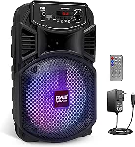 Pyle Enceinte Bluetooth Puissante -300W Enceinte Sono Portable Extérieure/Intérieur Rechargeable avec Caisson de Basses, Tweeter, Entrée Microphone, lumières de fête, MP3/USB, Radio, télécommande