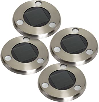 Westinghouse Solar Flat In-Ground Driveway Light Set (Stainless Steel, 4 Pack)