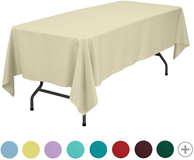 Remedios Rectangle Tablecloth Solid Color Polyester Table Cloth for Meeting Table - Wrinkle Free Dinner Tablecloth for Wedding Party Restaurant Banquet (Beige, 70x120 inch)