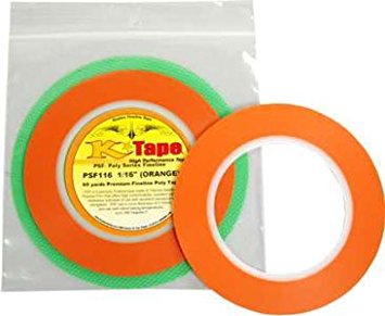Custom Shop 1/16 Fine Line Tape Fineline Masking Tape Polytape Orange 1/16 X 60 Yard Roll