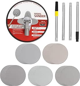 9 inch Drywall Sander with Extension Pole for Wall Cleaning and Polishing, Wall Sander for Painting Prep, 360 Circular Radial Sander   25pcs Wall Sanding Discs for Dry Wall & Painting Projects