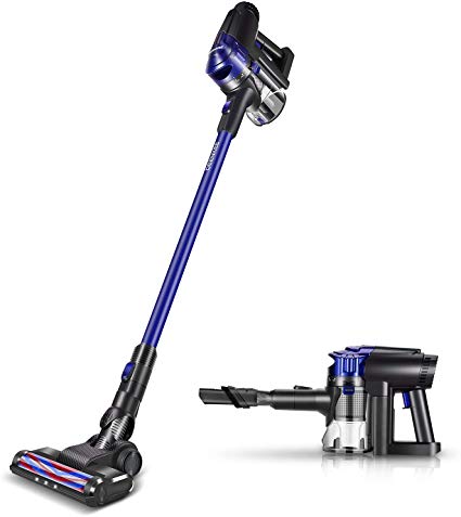 DEENKEE Cordless Vacuum Cleaner Stick,2 in 1 Vacuum Cleaner with 17Kpa Powerful Suction & Wall-Mount, 35-Minute Lasting Time for Carpet Hard Floor Pet Hair Dust Cleaning (Renewed)