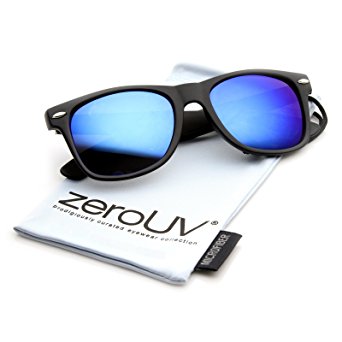 zeroUV ZV-8025 Retro Matte Black Horned Rim Flash Colored Lens Sunglasses