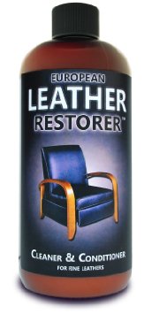 Leather Restorer - The Best Leather Conditioner and Leather Cleaner for the Finest Leather Furniture, Car Seats & Auto Interiors, Saddles, Purses, Shoes, Jackets and All Other Apparel - European Leather Restorer - 16 Oz