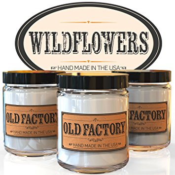 Scented Candles - Wildflowers - Set of 3: Lily of the Valley, Lilac, and Plumeria - 3 x 4-Ounce Soy Candles