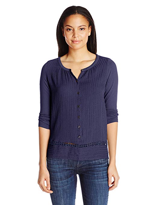 Lucky Brand Women's Mixed-Fabric Peasant Top