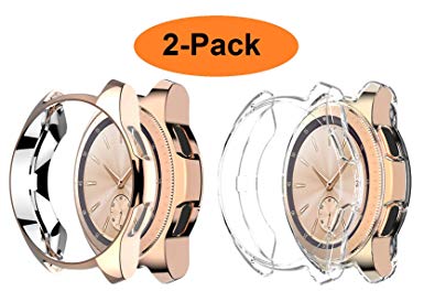 Greaciary Compatible for Samsung Galaxy Watch 42mm Case,(2 Color Packs) Soft TPU Plated Scratch Shatter Resistant Shockproof Cover Shell Bumper Protector Compatible for Galaxy Smart Watch Clear RG