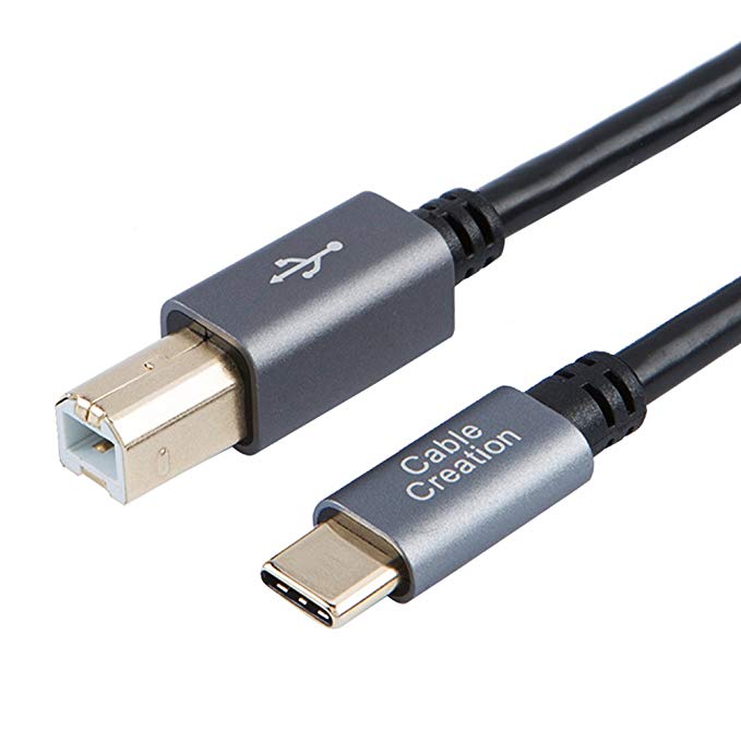 USB-C to USB 2.0 B, CableCreation 10ft Type C Printer & Scanner Cable, Compatible for MacBook Pro, HP, Canon, Brother, Samsung Printers etc, 3M/Black PVC with Aluminum Shell