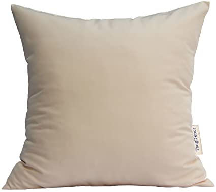 TangDepot Durable Faux Silk Solid Pillow Shams, Square Decorative Pillow Covers, Throw Pillow Covers, Indoor/Outdoor Cushion Covers Pillows Shells - (22"x22", Double Cream)