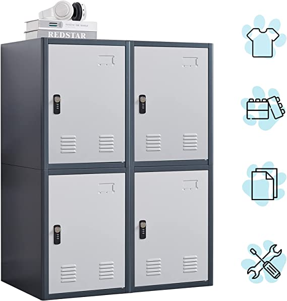 KAER Locker,Metal Lockable Storage Cabinet Box 19’’ with Separate Combination Lock,Storage for Kids Room,Home,School,Office as Toy Box,Footlocker, Bedside Dresser,Clothes Storage,Sports or Gym Storage