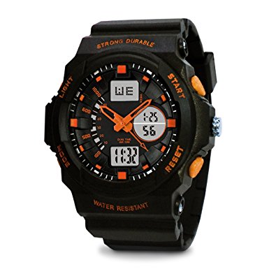 TOPCABIN Swim Watch Digital-analog Boys Girls Sport Digital Watch with Alarm Stopwatch Chronograph-50m Water Proof Wristwatch Orange