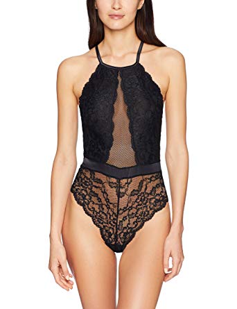 Mae Women's Strappy Halter Lace Bodysuit