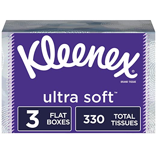 Kleenex Ultra Soft Facial Tissues, 3 Flat Boxes, 110 Tissues per Box (330 Tissues Total)