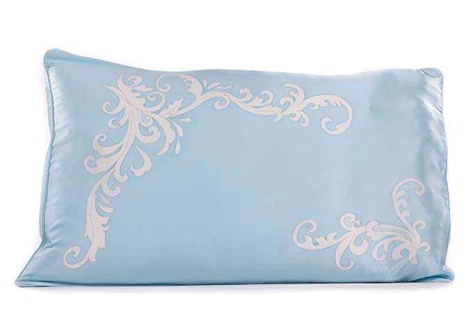 TexereSilk Hand Painted Silk Pillowcase (Single Pack, Aquamarine, King) Silk Pillowcases for Skin and Hair HS0002-AQM-K
