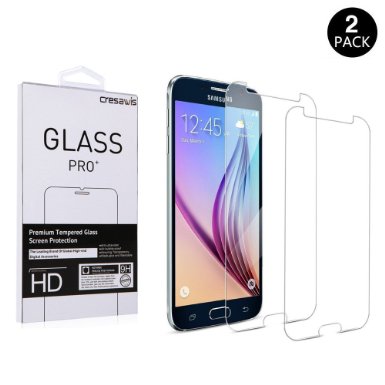 Samsung Galaxy S6 Screen Protector, cresawis 2-Pack 0.26mm 9H Tempered Glass Screen Protector for Samsung Galaxy S6 and G9200 (Lifetime Warranty)