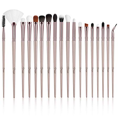 BESTOPE Eye Makeup Brushes Set, 18 Pieces Professional Cosmetic Brushes Includes Eye Shadow Eyebrow Eyelash Eye Liners Fan Brushes, with Champagne Gold Tapered Handles for Women Girls