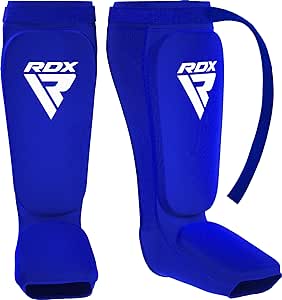 RDX Shin Guards Kickboxing Muay Thai, SATRA Approved, MMA Leg Instep Protection Pads, Sparring Training Martial Arts Boxing, Elasticated Padded Protector, karate BJJ Taekwondo Gear, Men Women