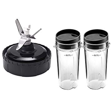 Replacement Parts for Nutri Ninja, Blender Blade Assembly and 2 Pack Single Serve 16-Ounce Cup Set for BL770 BL780 BL660 Professional Blender