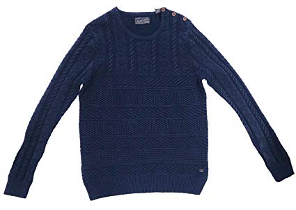 Scotch and Soda Men's Cable Structured Knitted Cardigan Pullover Casual, Wear To Work Special Occasion Sweater In Navy Blue