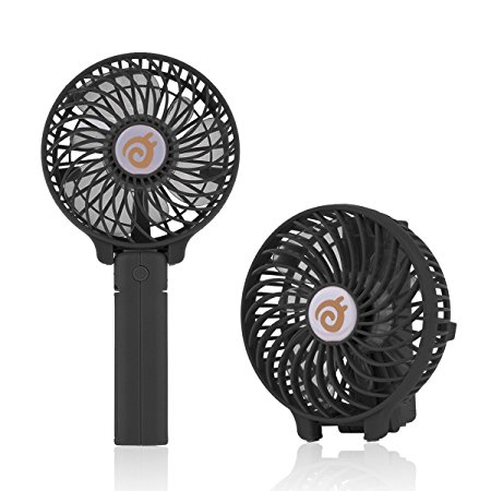 D-FantiX Portable Mini USB Fan Rechargeable Personal Handheld Fan Foldable Battery Operated / USB Powered for Home and Office (Black)