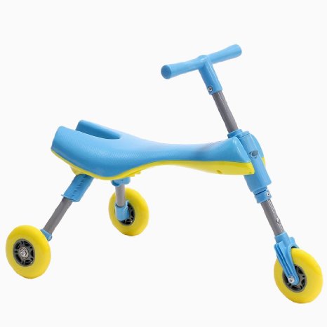 Fly Bike Foldable Indoor/Outdoor Toddlers Glide Tricycle - No Assembly Required - Blue