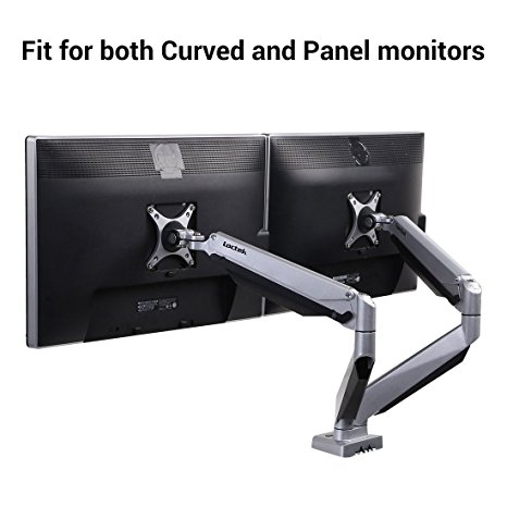 Loctek D7DR Dual Monitor Mount fits for both Curved and Panel 10-34 inch Monitors Gas Spring Monitor Arm Desk Top Mounts LCD Arm (Weighting 8.8-22 lbs)