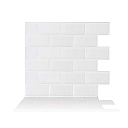 Premium Anti Mold Peel and Stick 3D Wall Tile in Subway White (5, White)